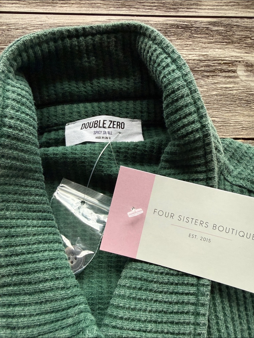 Double Zero Forest Green Ribbed Button-Up Shacket - Picture 2 of 5
